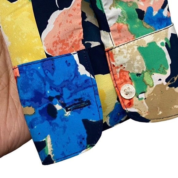 LAUREN Ralph Lauren Multi-Color Floral Print Long Sleeve Size Blouse Size Large - Picture 5 of 8